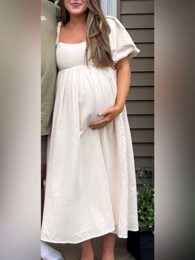 Worth Collective | Hamilton Midi Dress in Ivory |Bump Friendly